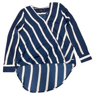 New Women TAHARI size small blouse blue and white